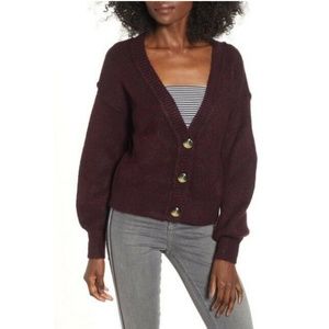 TOPSHOP Crop Cardigan Sweater Wine Red S